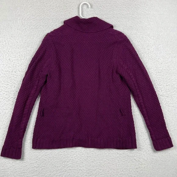 Talbots Sweater Womens Medium Purple Cable Knit Shawl Collar Cardigan Vintage - Picture 2 of 10